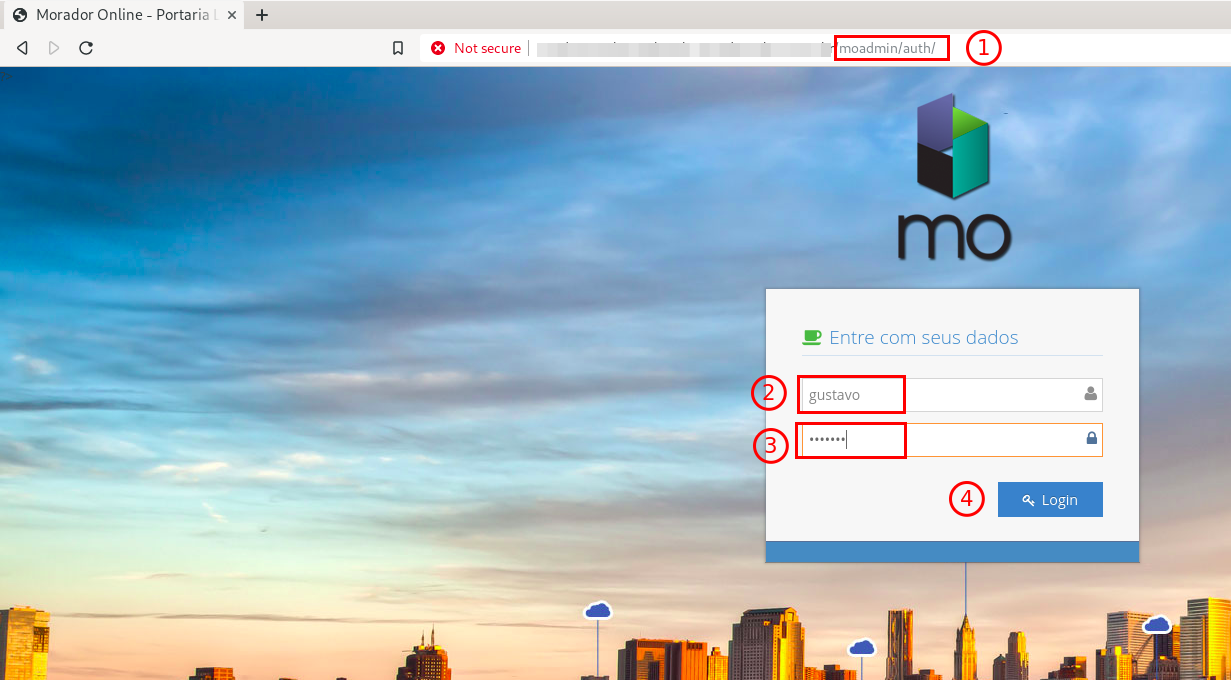 Painel principal do portal administrativo após o login.