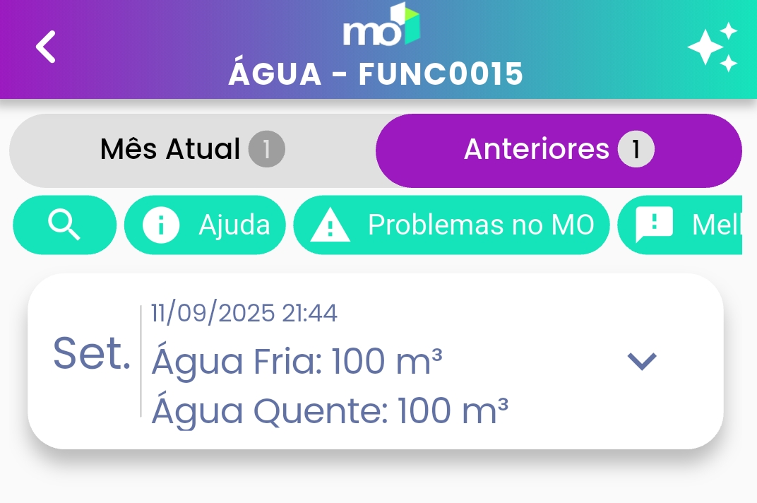 imagem: Tela Anteriores do consumo de água.