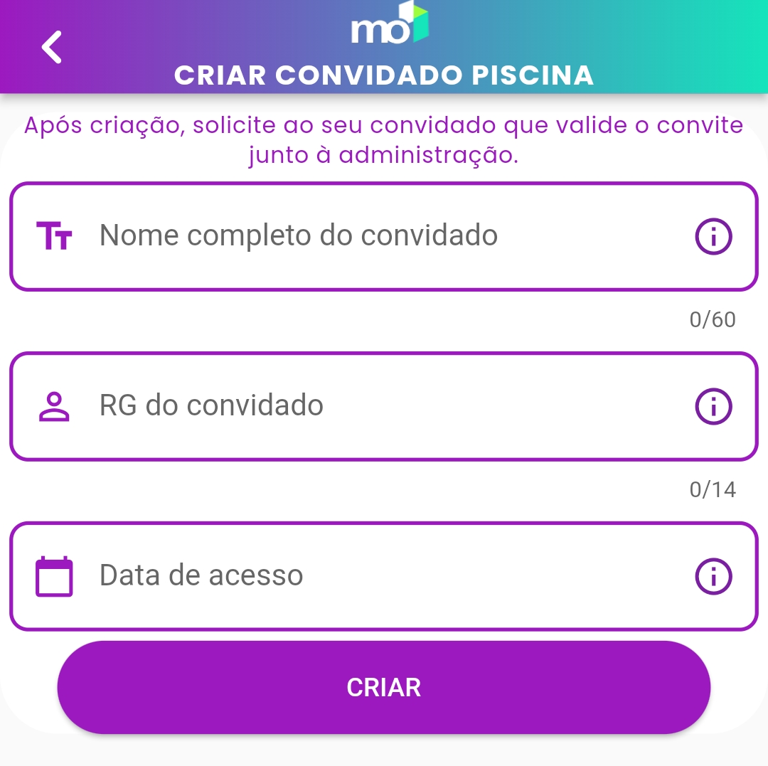 Formulário de criação de convite preenchido