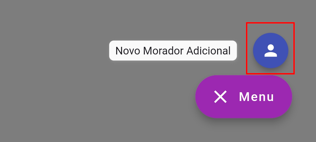 Tela de listagem de moradores adicionais destacando o botão flutuante para adicionar um novo.